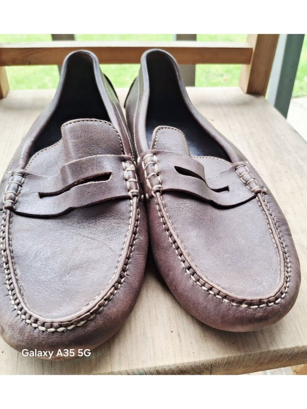 Cole Haan Mens Brown Leather Driving Loafers Size 10.5 M Nike Air Sole Made In I